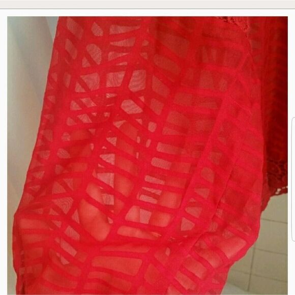 Calvin Klein Long Sleeve Lace Blouse Red Small - Picture 6 of 6